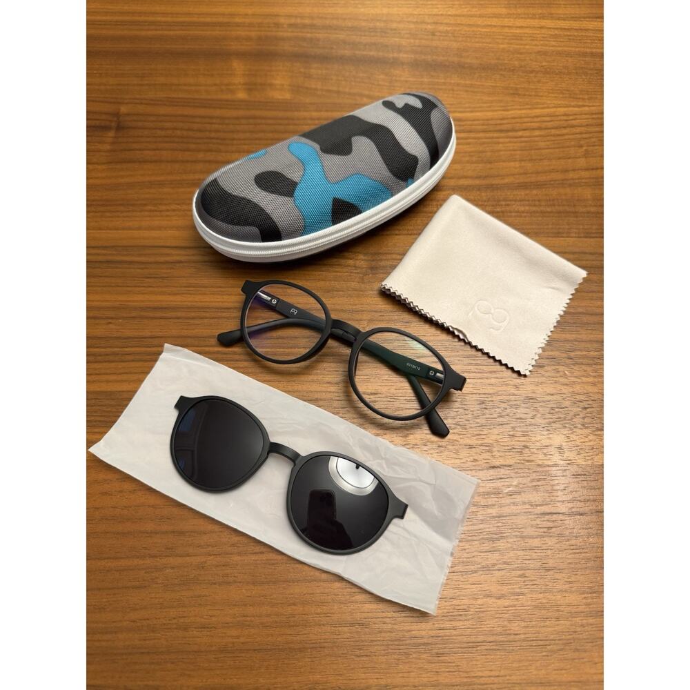 Payne Glasses Kids Blue Light Blocking Eye Glasses w/ Clip On Sunglasses, Black